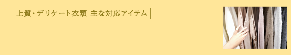 上質・デリケート衣類 主な対応アイテム