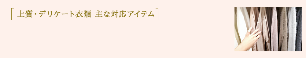 上質・デリケート衣類 主な対応アイテム